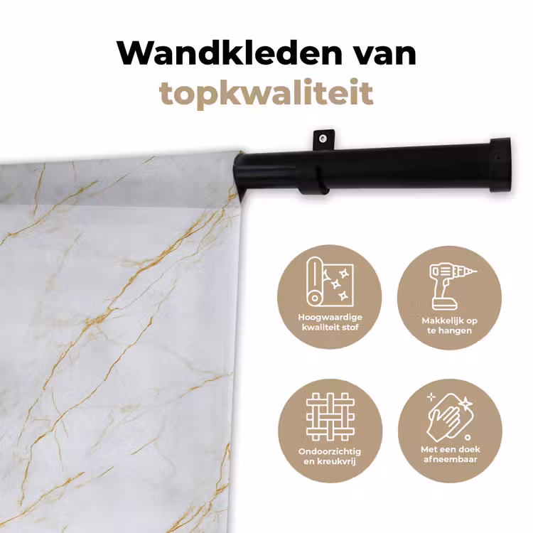 Wit - Marmer - Goud - Luxueus Wandkleed katoen klein 269 -sfeer2