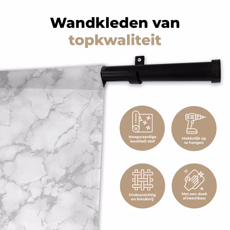 Wit - Marmer - Grijs Wandkleed katoen klein 269 -sfeer2