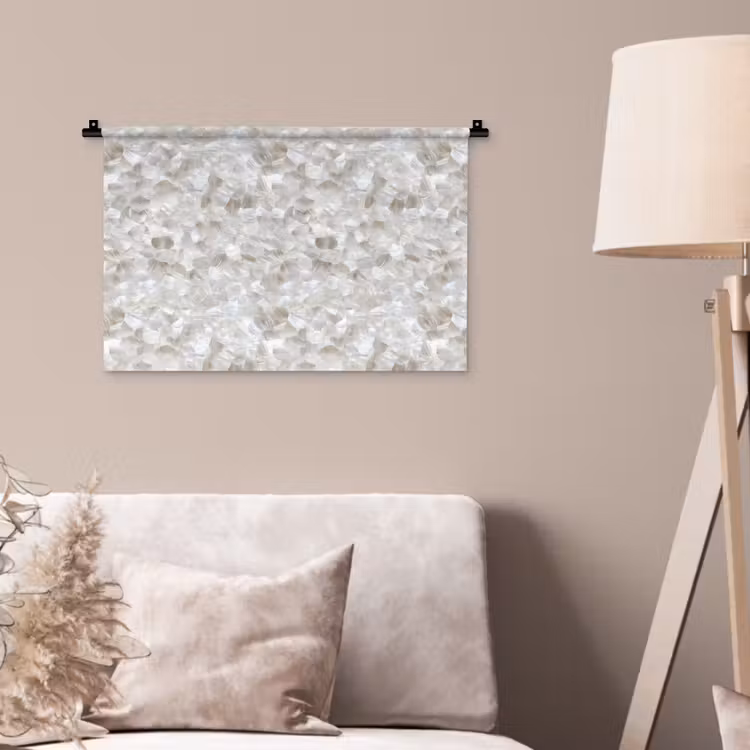 Wit - Penseelstreken - Reliëfeffect Wandkleed katoen klein 269 -sfeer4