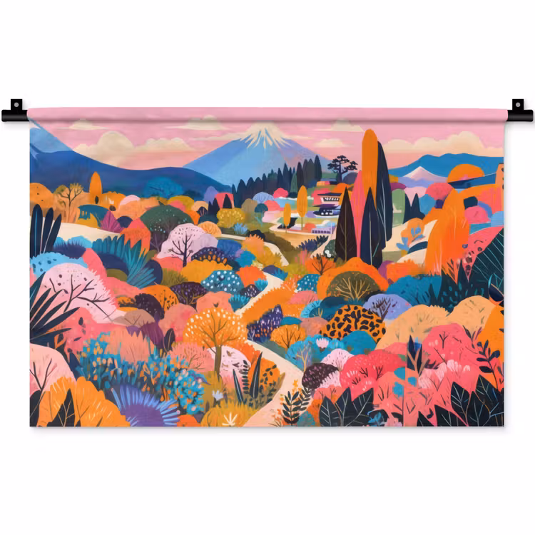 Witte bergtop - Modern - Kleurrijk Wandkleed katoen klein -zz3d