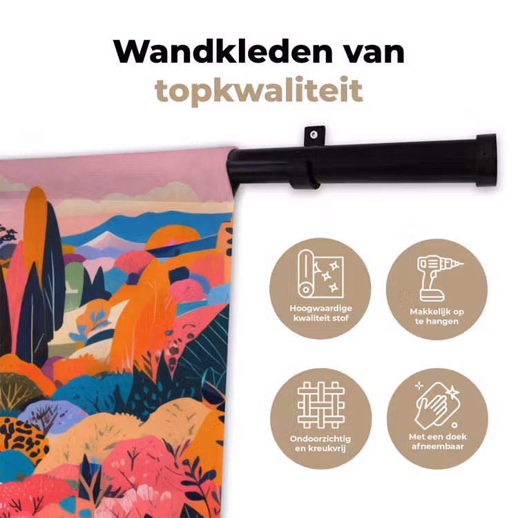 Witte bergtop - Modern - Kleurrijk Wandkleed katoen klein -sfeer2