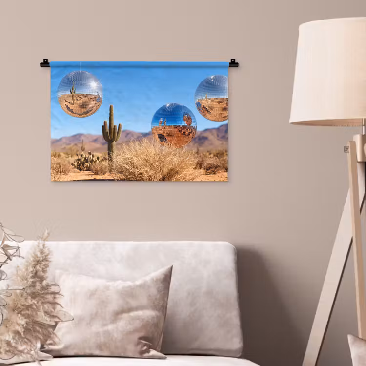 Wandkleed - Woestijn - Spiegelbal - Kunst - Woestijn - Spiegelbal - Kunst Wandkleed katoen klein