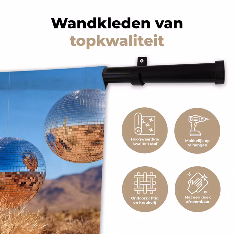 Wandkleed - Woestijn - Spiegelbal - Kunst - Woestijn - Spiegelbal - Kunst Wandkleed katoen klein