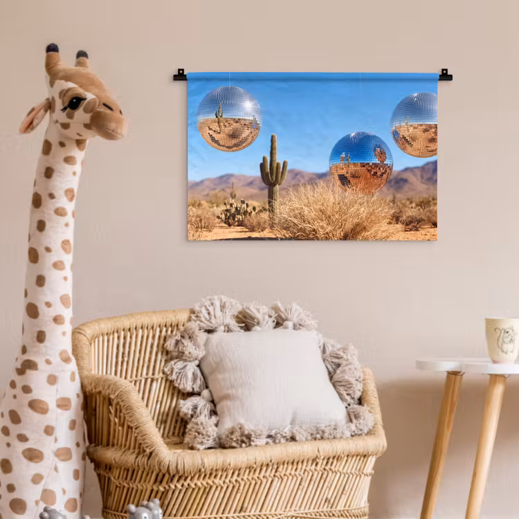 Wandkleed - Woestijn - Spiegelbal - Kunst - Woestijn - Spiegelbal - Kunst Wandkleed katoen klein