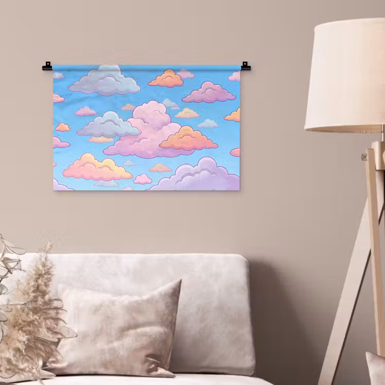 Wolk - Lucht - Natuur - Illustratie - Pastel Wandkleed katoen klein -sfeer4