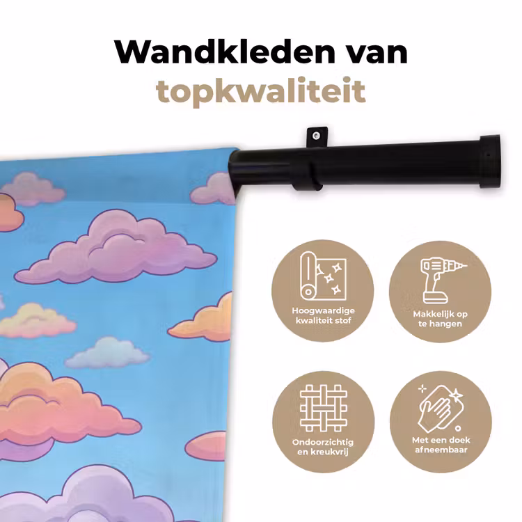 Wolk - Lucht - Natuur - Illustratie - Pastel Wandkleed katoen klein -sfeer2