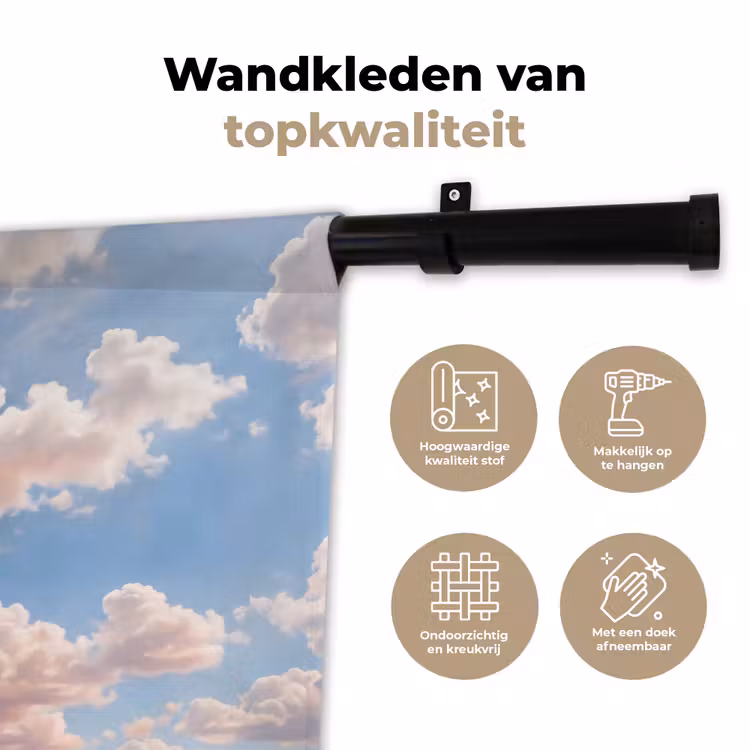 Wolken - Hemel - Natuur - Licht - Blauw Wandkleed katoen klein -sfeer2