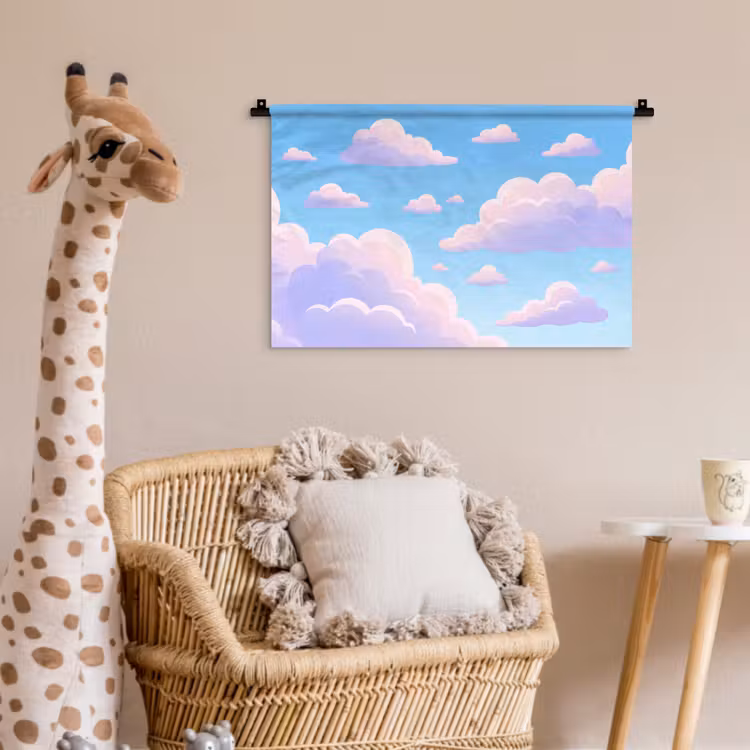 Wolken - Roze - Blauw - Natuur - Modern Wandkleed katoen klein -wsfeer5_kind