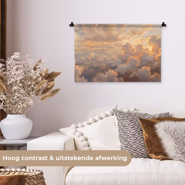 Wolken - Zonsondergang - Natuur - Abstract - Goud Wandkleed katoen klein -sfeer1