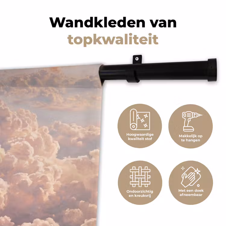 Wolken - Zonsondergang - Natuur - Pastel - Roze Wandkleed katoen klein -sfeer2