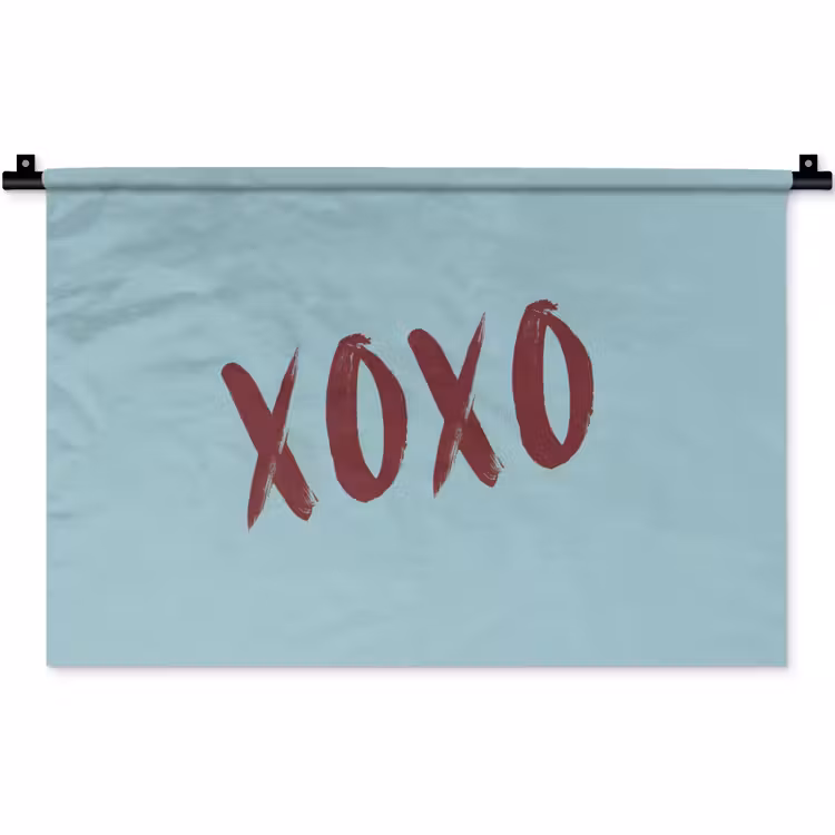 XOXO - Blauw - Rood Wandkleed katoen klein -zz3d