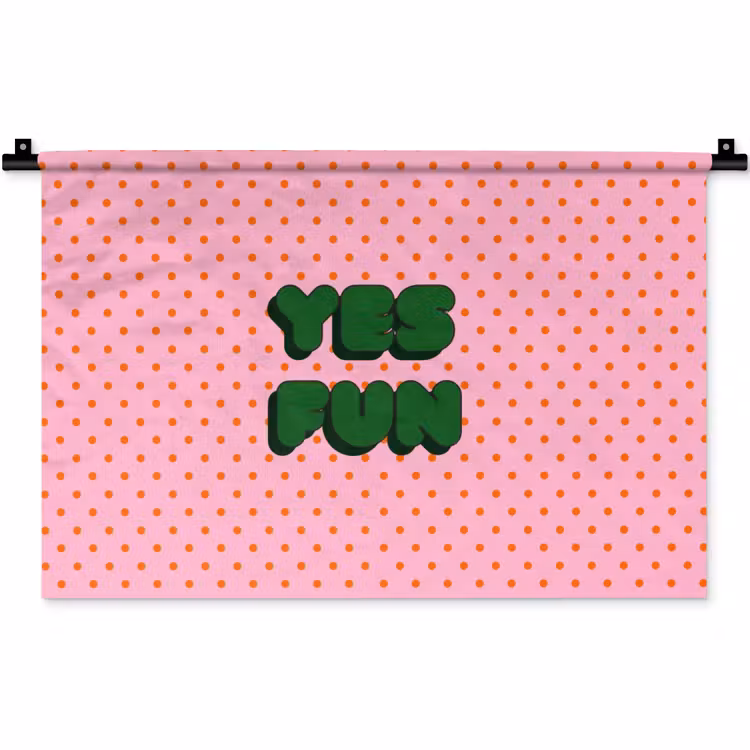 Yes fun - Groen - Roze - Stippen Wandkleed katoen klein -zz3d