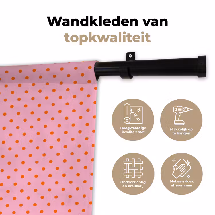 Yes fun - Groen - Roze - Stippen Wandkleed katoen klein -sfeer2