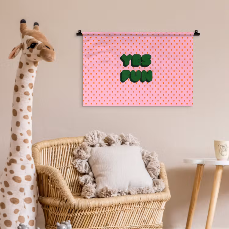 Yes fun - Groen - Roze - Stippen Wandkleed katoen klein -wsfeer5_kind