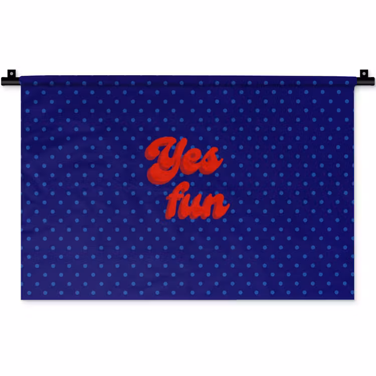 Yes fun - Rood - Blauw - Stippen Wandkleed katoen klein -zz3d