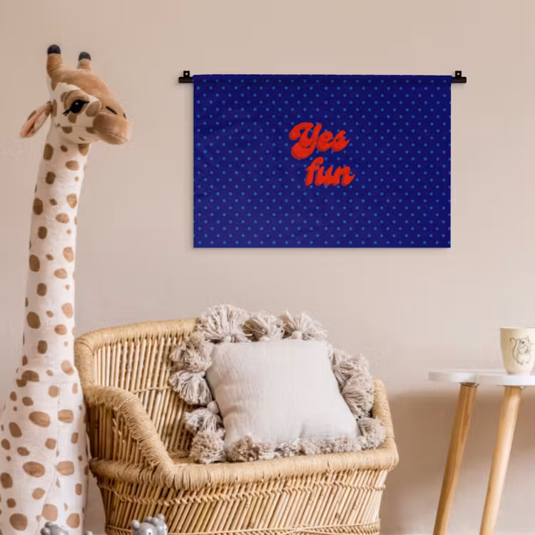 Yes fun - Rood - Blauw - Stippen Wandkleed katoen klein -wsfeer5_kind