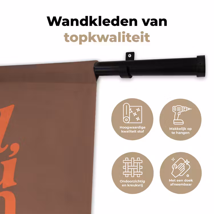 Yes girl you can - Oranje - Bruin Wandkleed katoen klein -sfeer2