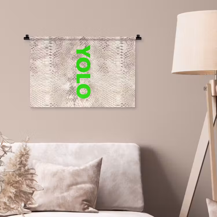 YOLO - Groen - Neon - Slangenprnt Wandkleed katoen klein -sfeer4