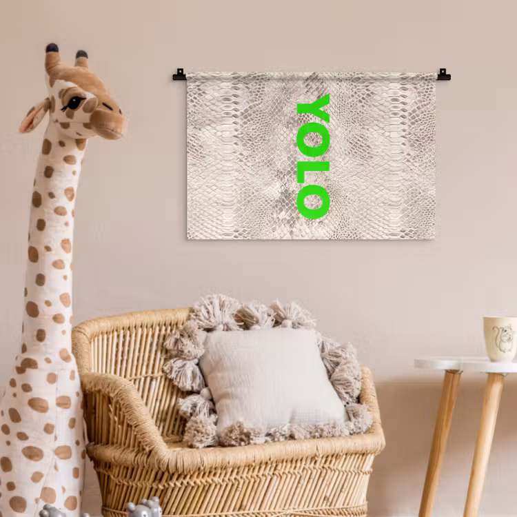 YOLO - Groen - Neon - Slangenprnt Wandkleed katoen klein -wsfeer5_kind