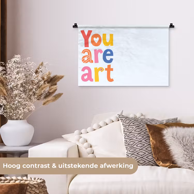 You are art - Kleurrijk - Grafisch Wandkleed katoen klein -sfeer1