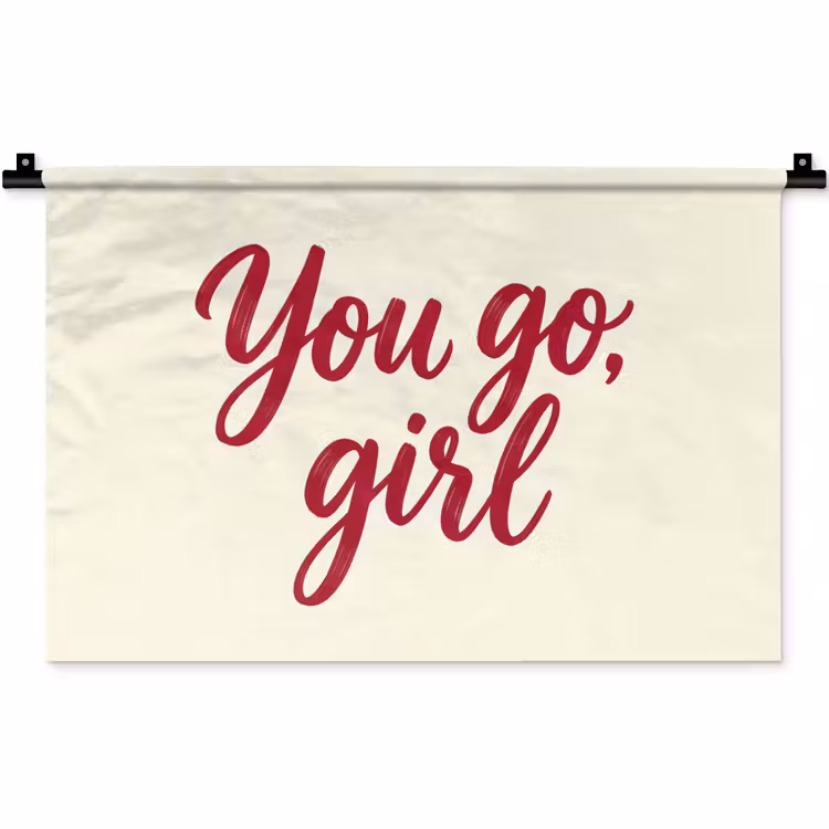 you go girl - Rood - Wit Wandkleed katoen klein -zz3d