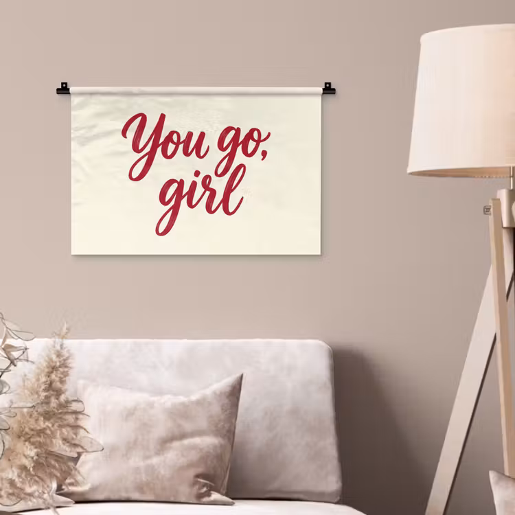 you go girl - Rood - Wit Wandkleed katoen klein -sfeer4
