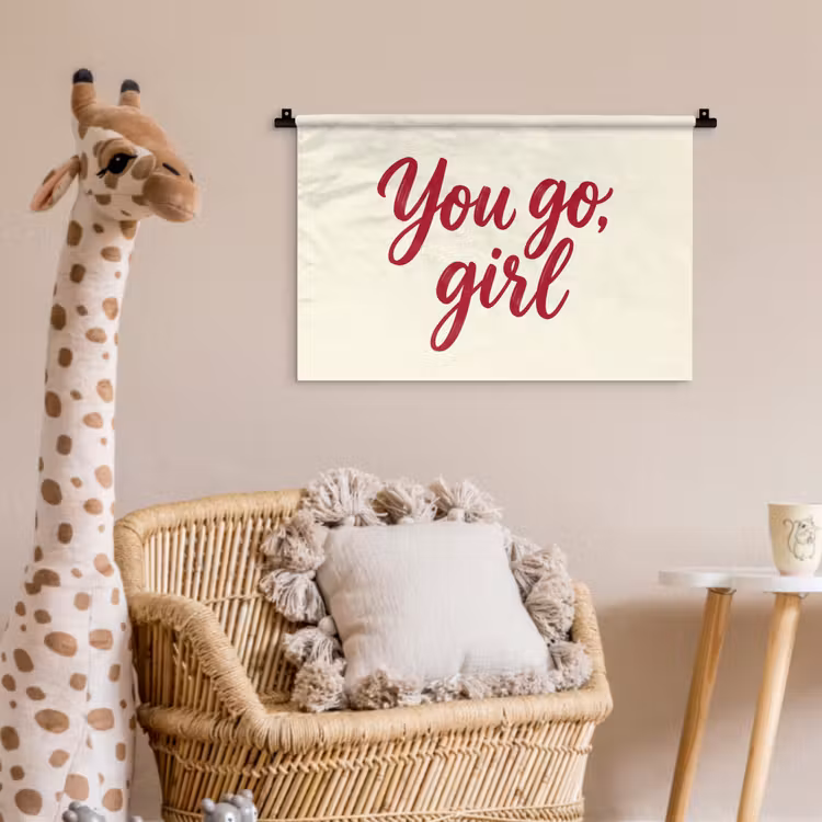 you go girl - Rood - Wit Wandkleed katoen klein -wsfeer5_kind