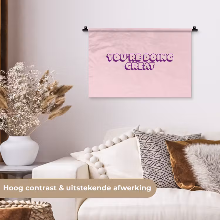 You're doing great - roze - 3D Wandkleed katoen klein -sfeer1