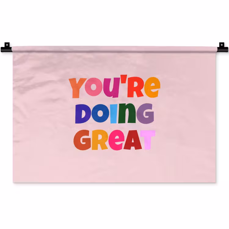 You're doing great - Roze - Kleurrijk Wandkleed katoen klein -zz3d