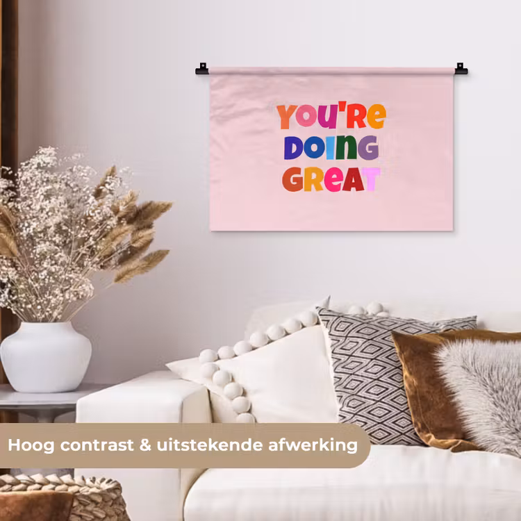 You're doing great - Roze - Kleurrijk Wandkleed katoen klein -sfeer1