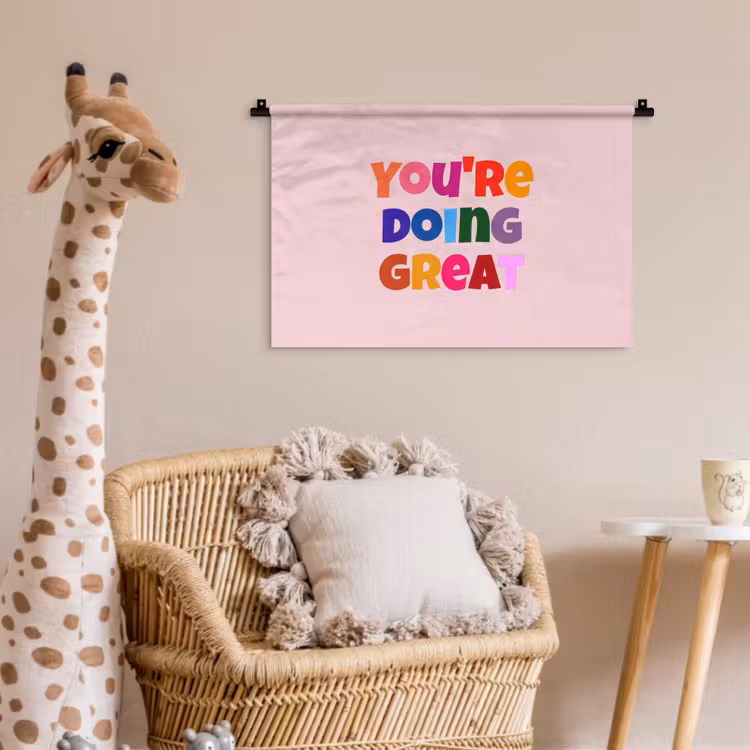 You're doing great - Roze - Kleurrijk Wandkleed katoen klein -wsfeer5_kind