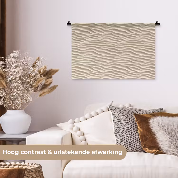 Zand - Golven - Beige Wandkleed katoen klein 269 -sfeer1