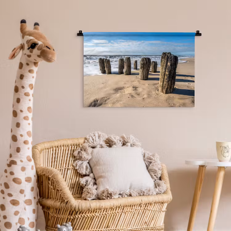 Zand - Strand - Paal - Water - Zomer Wandkleed katoen klein -wsfeer5_kind