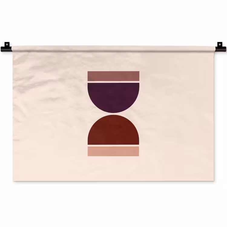 Zandloper - Symmetrisch - Rood - Paars Wandkleed katoen klein -zz3d