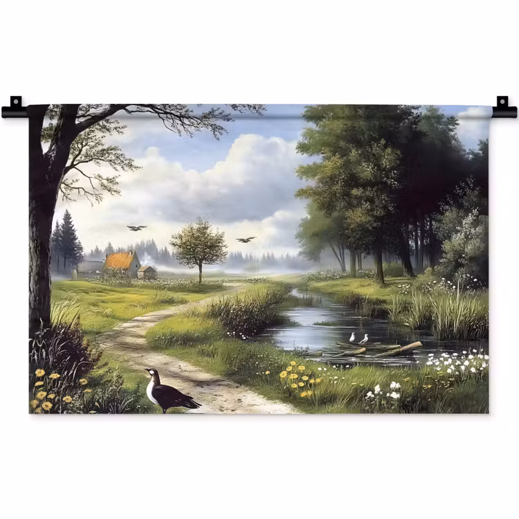 Zandpad - Groen landschap - Water Wandkleed katoen klein -zz3d