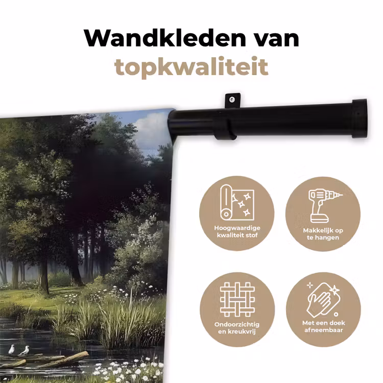 Zandpad - Groen landschap - Water Wandkleed katoen klein -sfeer2