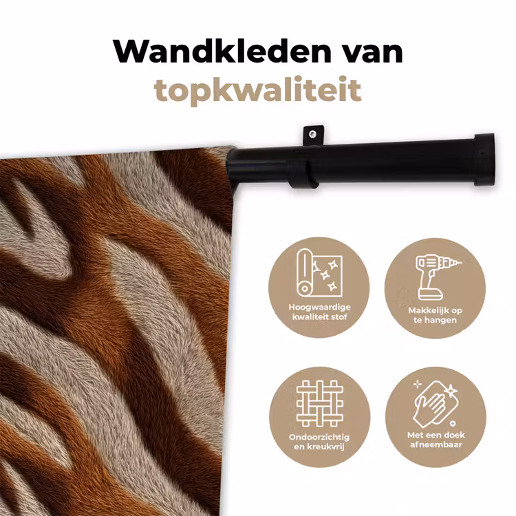 Zebra - Bruin - Patroon Wandkleed katoen klein 269 -sfeer2