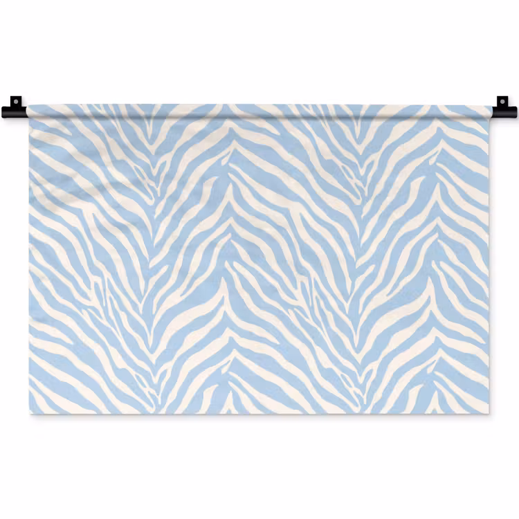 Zebra - Motief - Blauw - Wit Wandkleed katoen klein 269 -zz3d