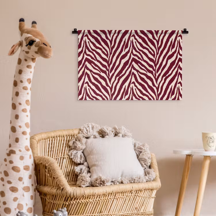 Zebra - Motief - Bordeaux - Rood Wandkleed katoen klein 269 -wsfeer5_kind