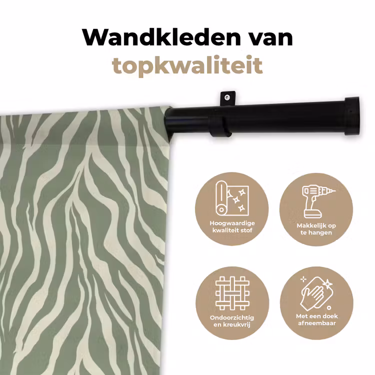 Zebra - Motief - Groen Wandkleed katoen klein 269 -sfeer2