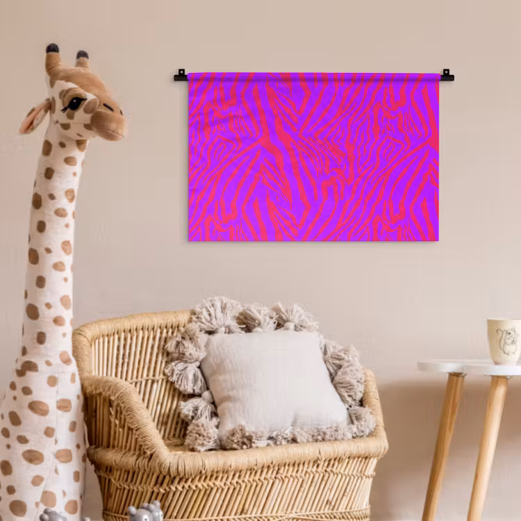 Zebra - Neon - Roze - Paars Wandkleed katoen klein 269 -wsfeer5_kind