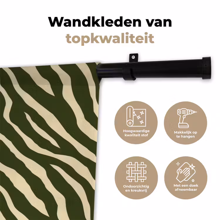 Zebra - Patroon - Groen Wandkleed katoen klein 269 -sfeer2