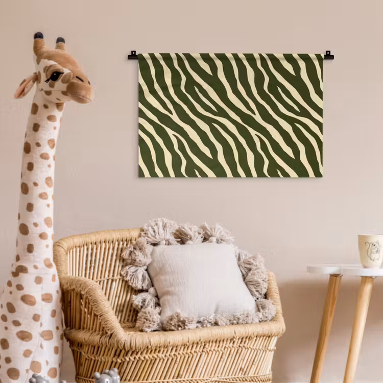 Zebra - Patroon - Groen Wandkleed katoen klein 269 -wsfeer5_kind