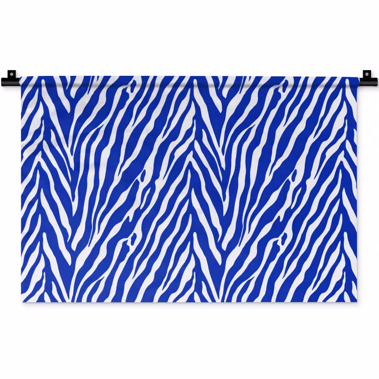 Zebra - Patroon - Kobalt - Blauw Wandkleed katoen klein 269 -zz3d