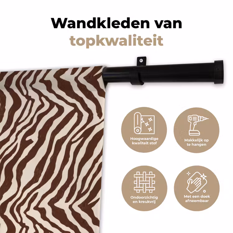 Zebra - Patroon - Zwart - Wit Wandkleed katoen klein 269 -sfeer2