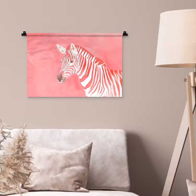 Zebra - Pink - Verf Wandkleed katoen klein -sfeer4