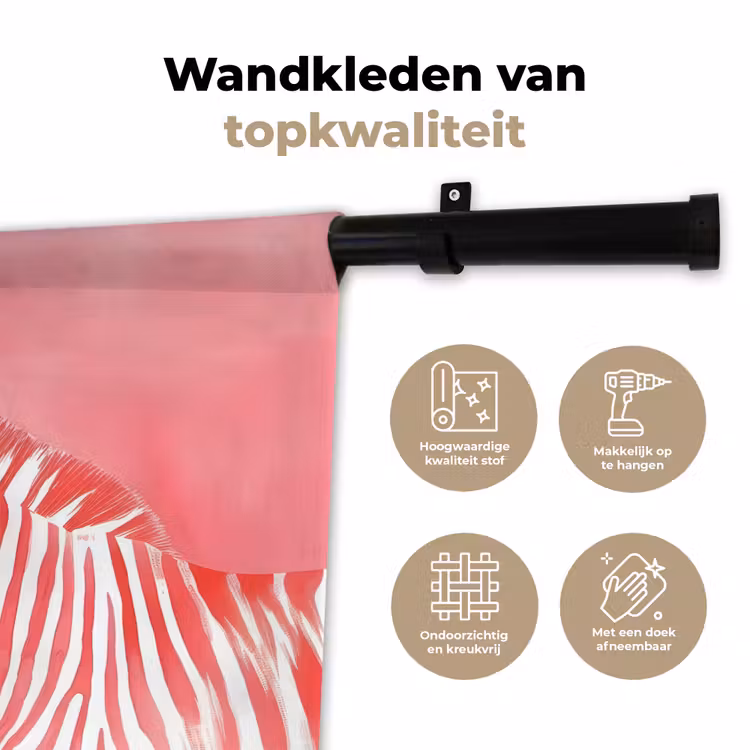 Zebra - Pink - Verf Wandkleed katoen klein -sfeer2