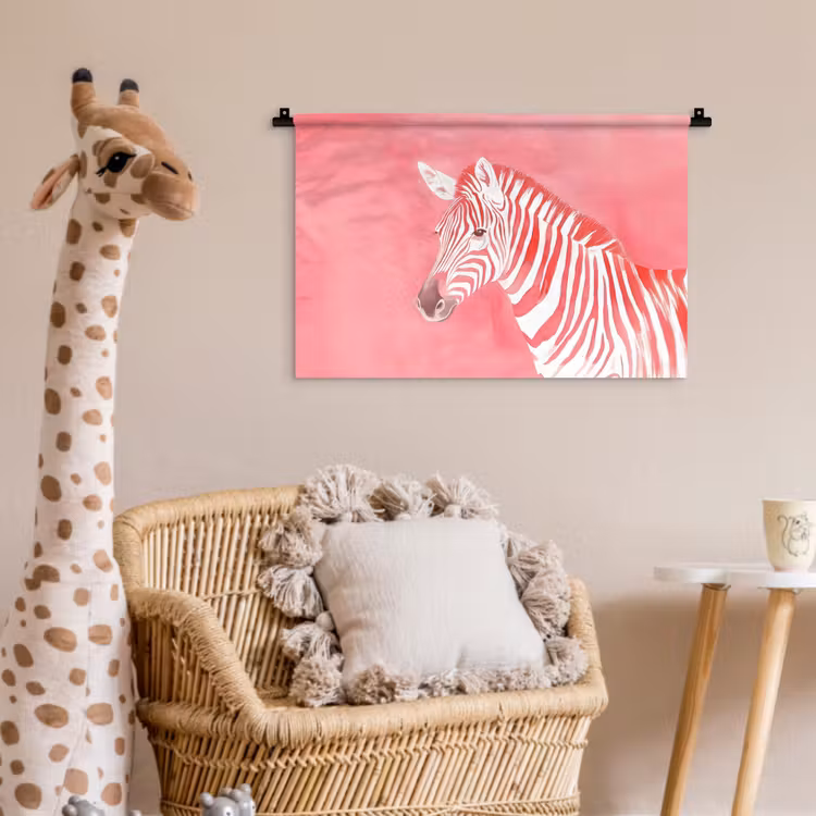 Zebra - Pink - Verf Wandkleed katoen klein -wsfeer5_kind