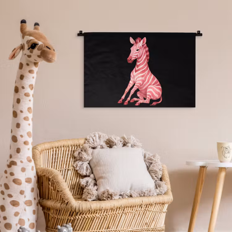 Zebra - Roze - Gestreept Wandkleed katoen klein -wsfeer5_kind