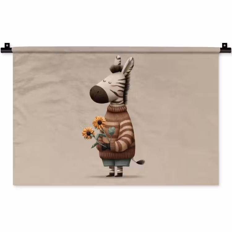 Zebra - Zonnebloemen - Warm Wandkleed katoen klein -zz3d